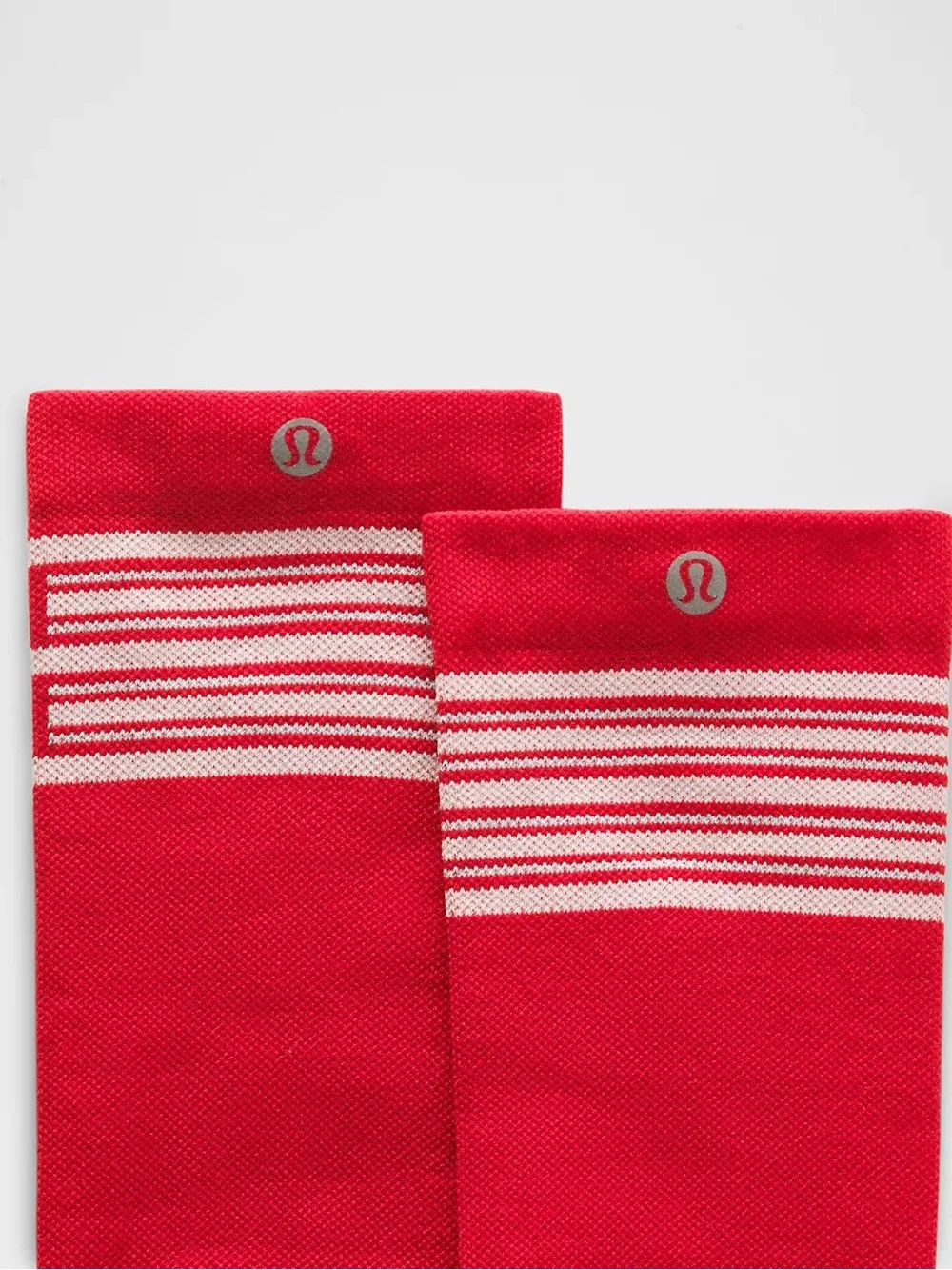 Lululemon Power Stride Crew Socks Bundle Red Blue Stripe Running Training XL